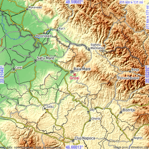 Topographic map of Groşi