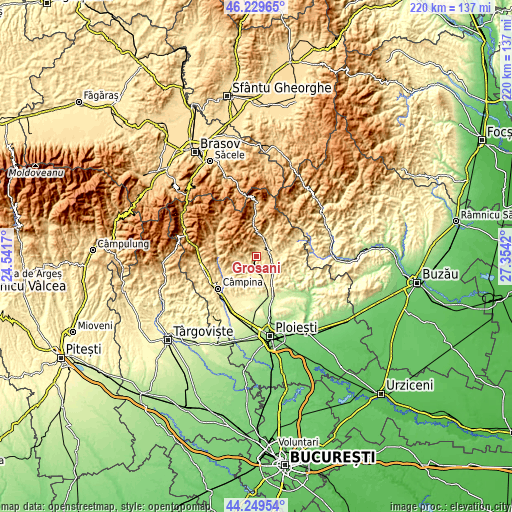 Topographic map of Groșani