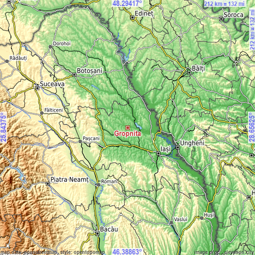 Topographic map of Gropniţa