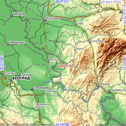 Topographic map of Greoni