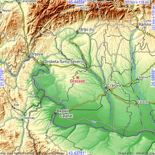 Topographic map of Greceşti