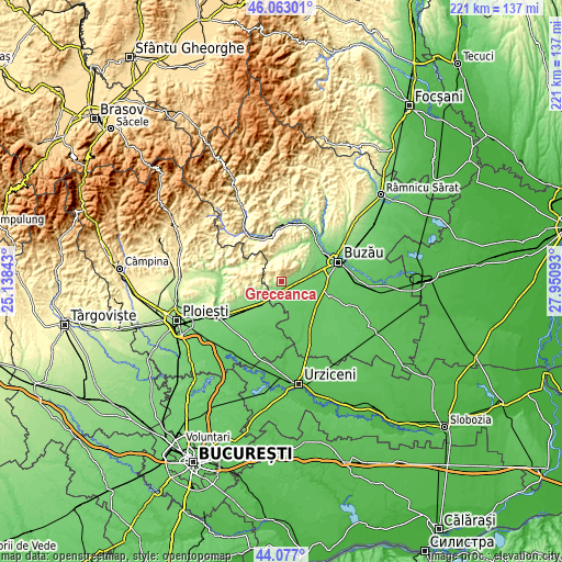 Topographic map of Greceanca