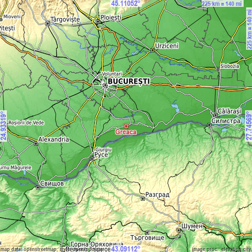 Topographic map of Greaca