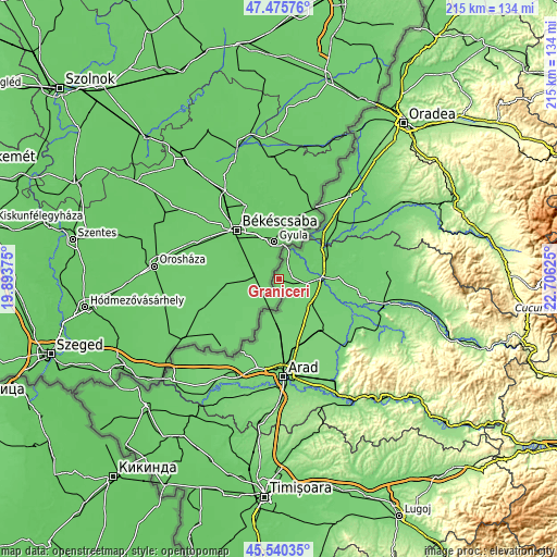 Topographic map of Grăniceri