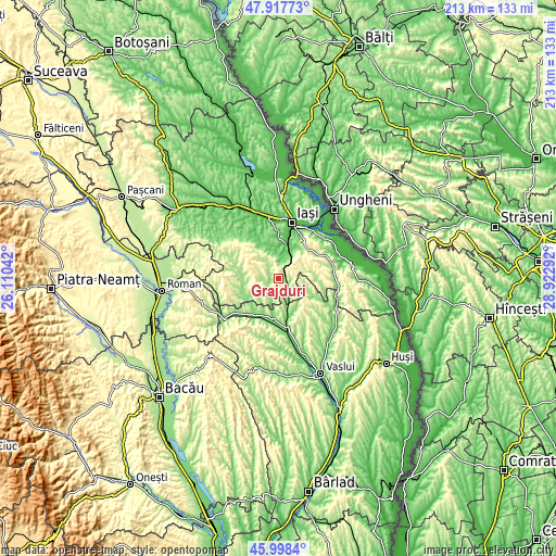 Topographic map of Grajduri