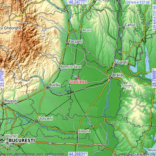 Topographic map of Grădiştea