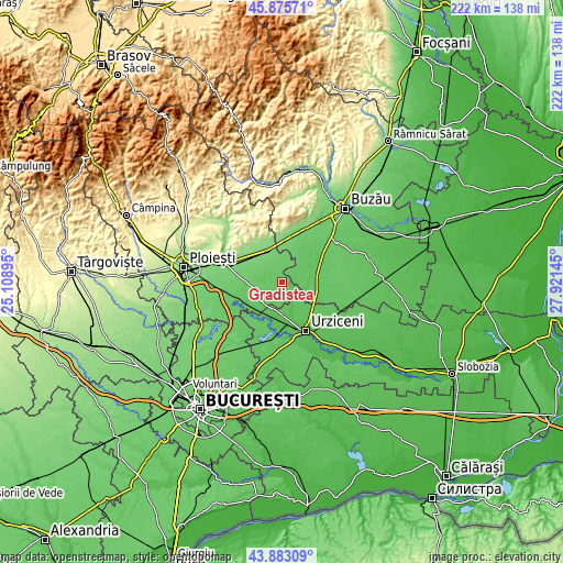 Topographic map of Gradiștea