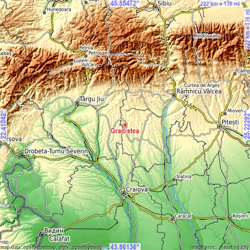 Topographic map of Grădiştea