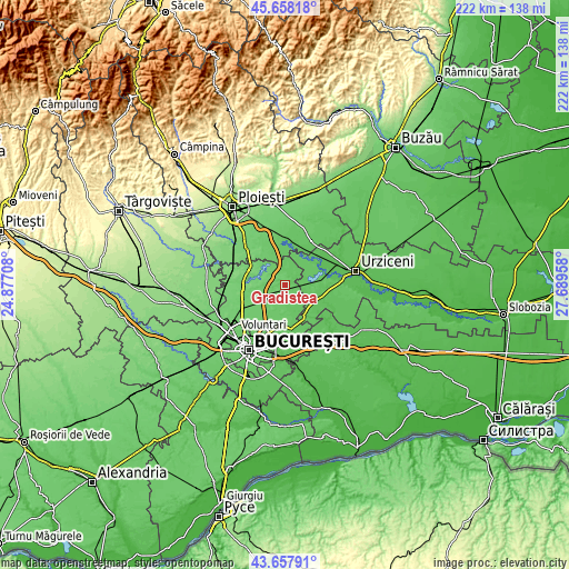 Topographic map of Grădiştea