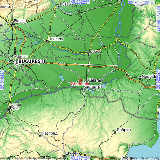 Topographic map of Grădiştea