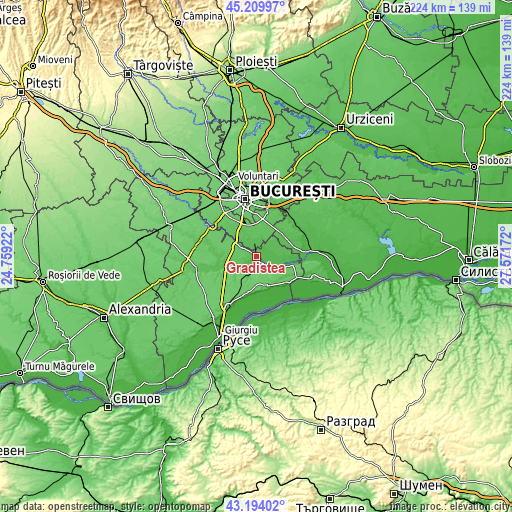 Topographic map of Grădiștea