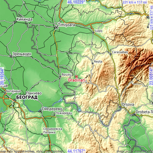 Topographic map of Grădinari