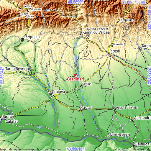 Topographic map of Grădinari