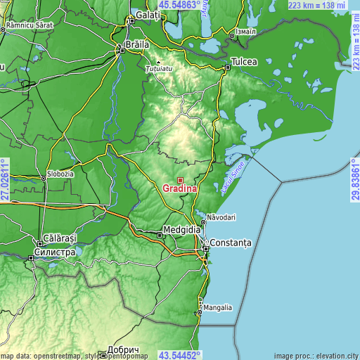 Topographic map of Grădina