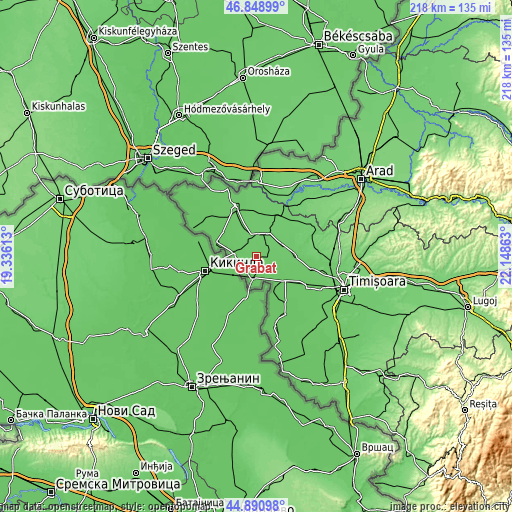 Topographic map of Grabăț