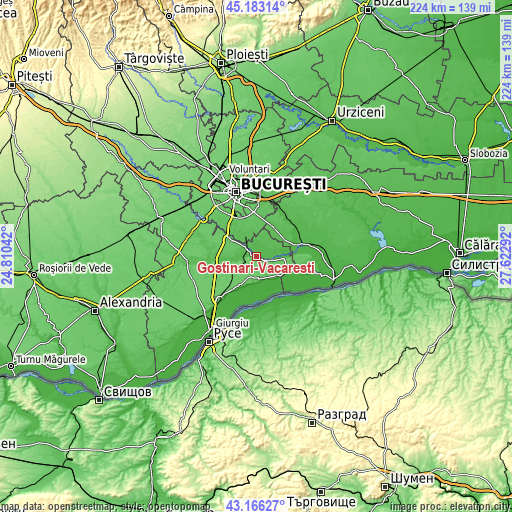 Topographic map of Goştinari-Văcăreşti