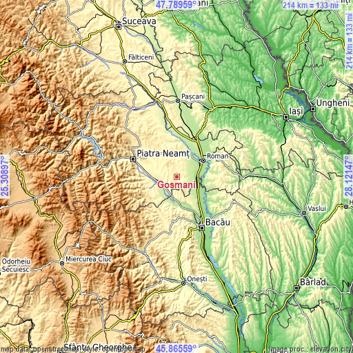 Topographic map of Goșmani