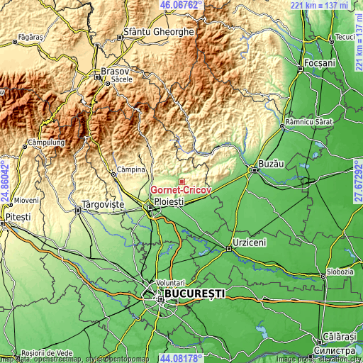 Topographic map of Gornet-Cricov