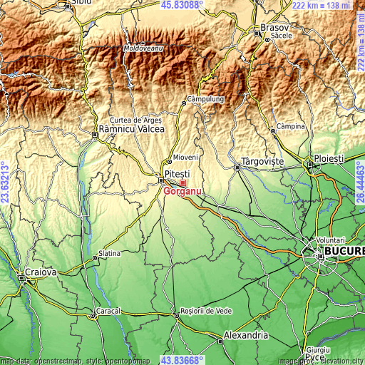 Topographic map of Gorganu