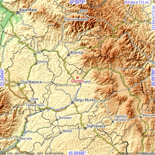 Topographic map of Goreni