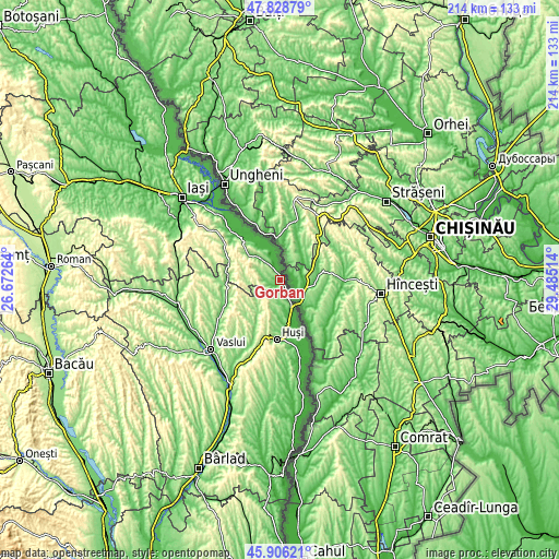 Topographic map of Gorban