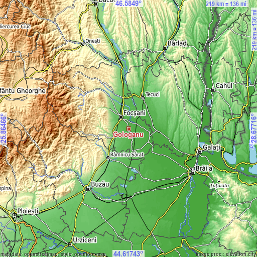 Topographic map of Gologanu