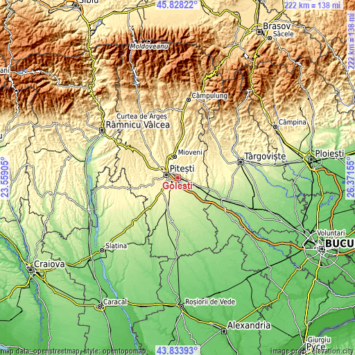 Topographic map of Golești