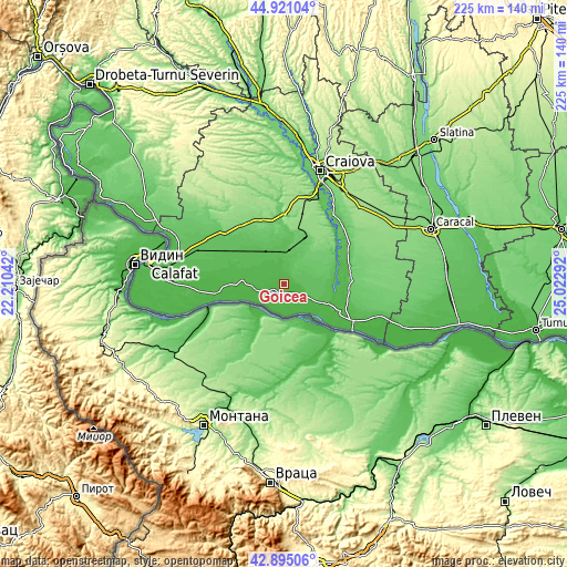 Topographic map of Goicea