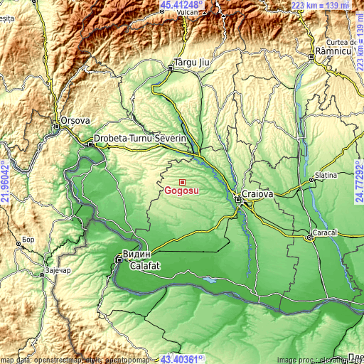 Topographic map of Gogoşu