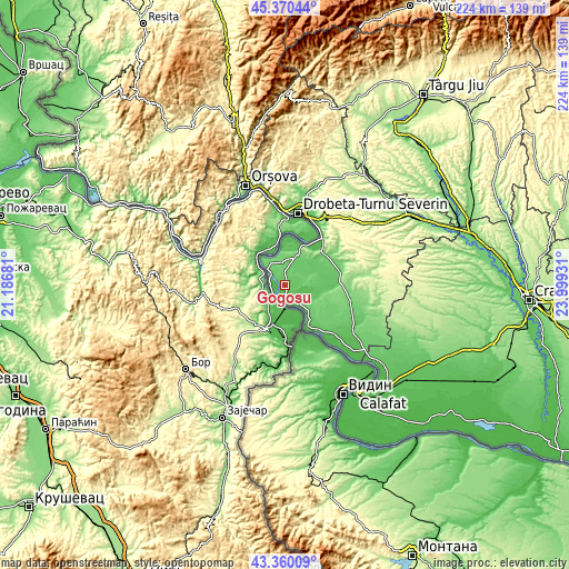 Topographic map of Gogoşu