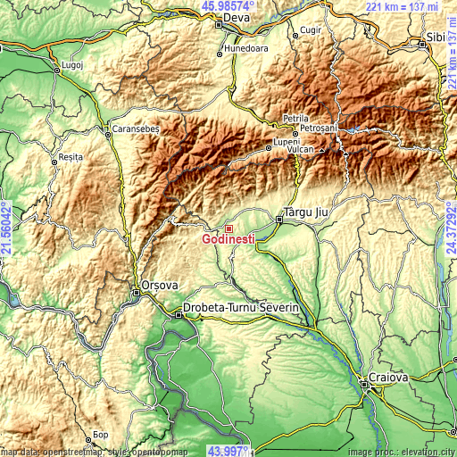 Topographic map of Godineşti