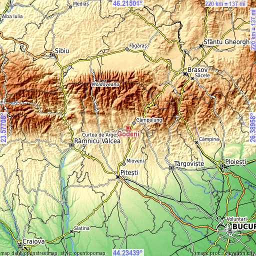 Topographic map of Godeni