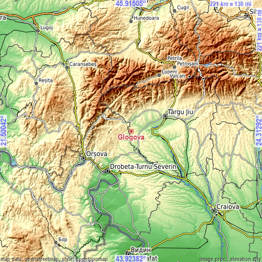 Topographic map of Glogova