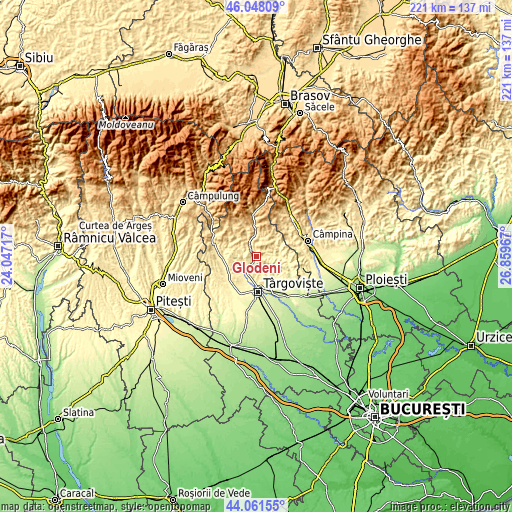 Topographic map of Glodeni