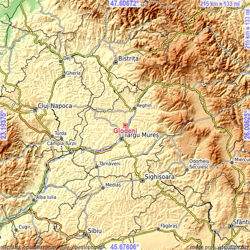 Topographic map of Glodeni