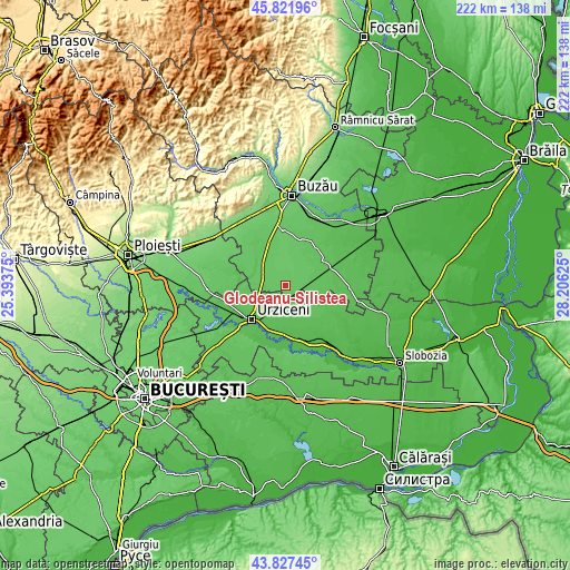 Topographic map of Glodeanu-Siliştea