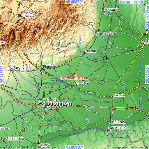 Topographic map of Glodeanu-Sărat