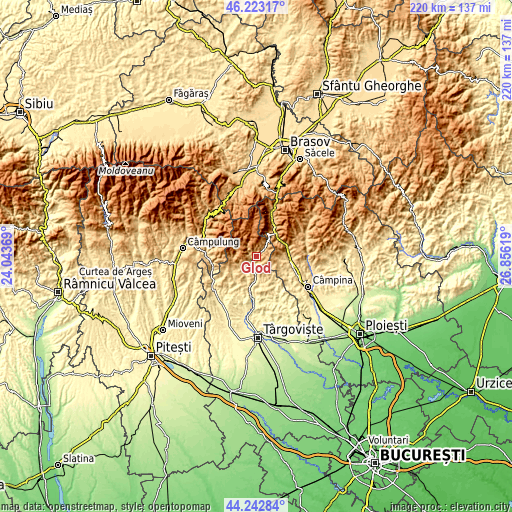 Topographic map of Glod