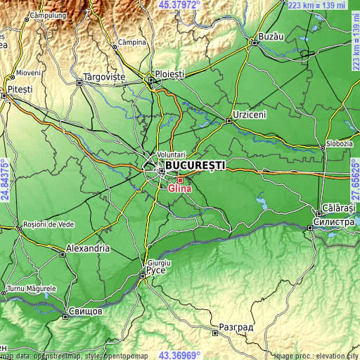 Topographic map of Glina