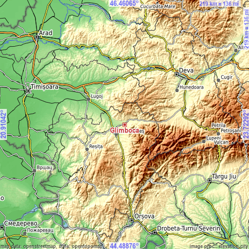 Topographic map of Glimboca