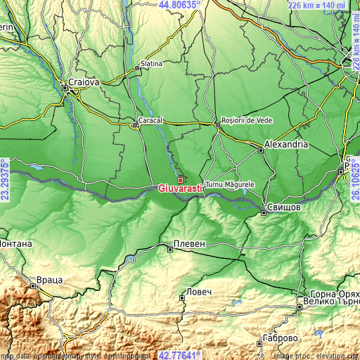 Topographic map of Giuvărăşti