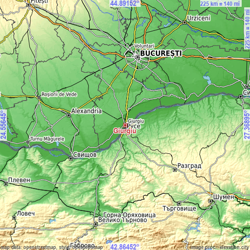Topographic map of Giurgiu