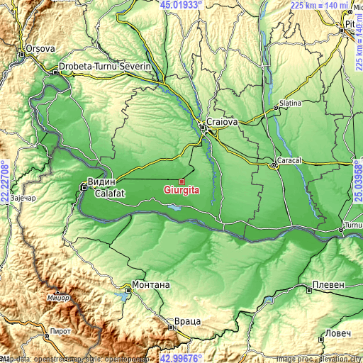 Topographic map of Giurgiţa