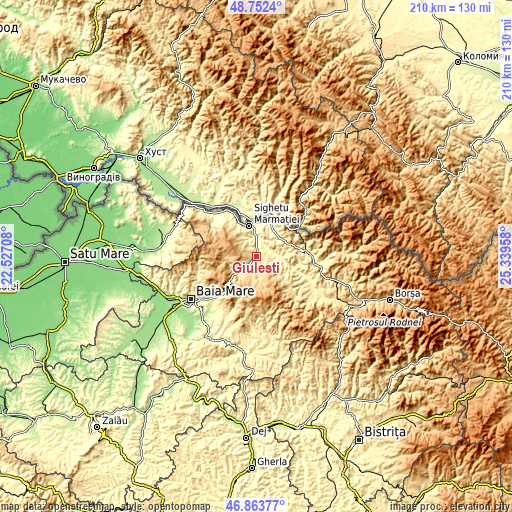 Topographic map of Giuleşti