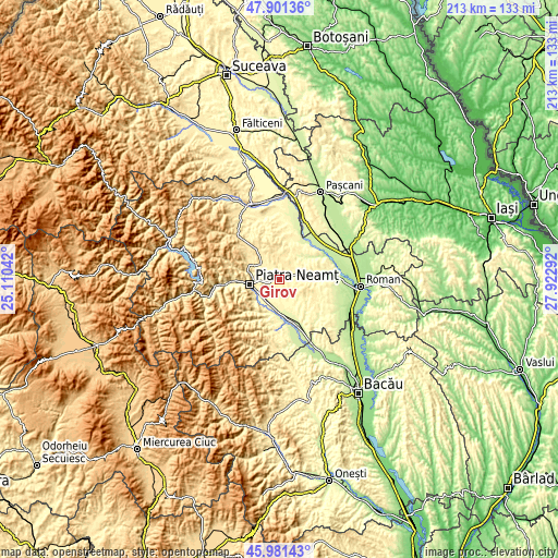 Topographic map of Girov