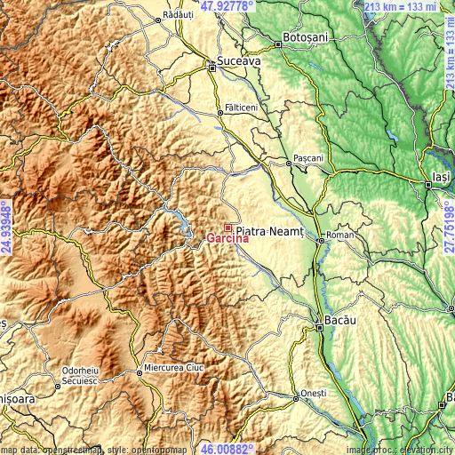 Topographic map of Gârcina