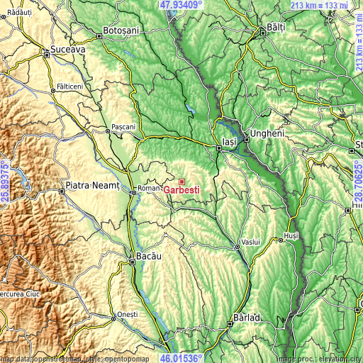 Topographic map of Gârbești