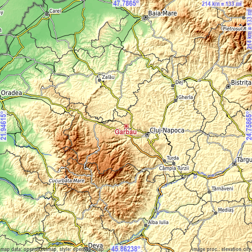 Topographic map of Gârbău