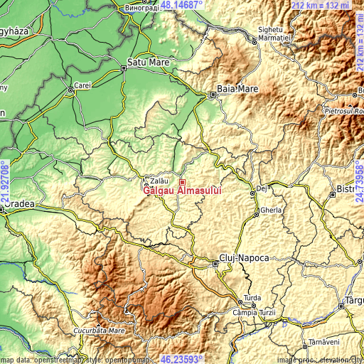 Topographic map of Gâlgău Almaşului