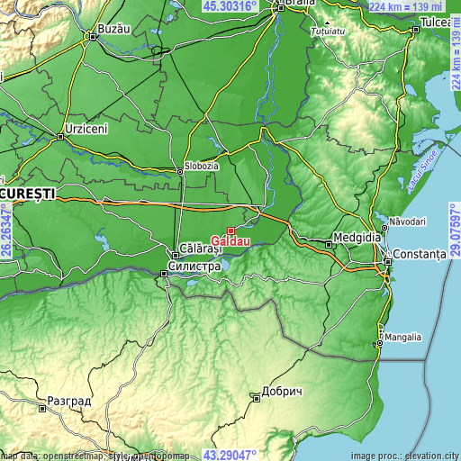 Topographic map of Gâldău